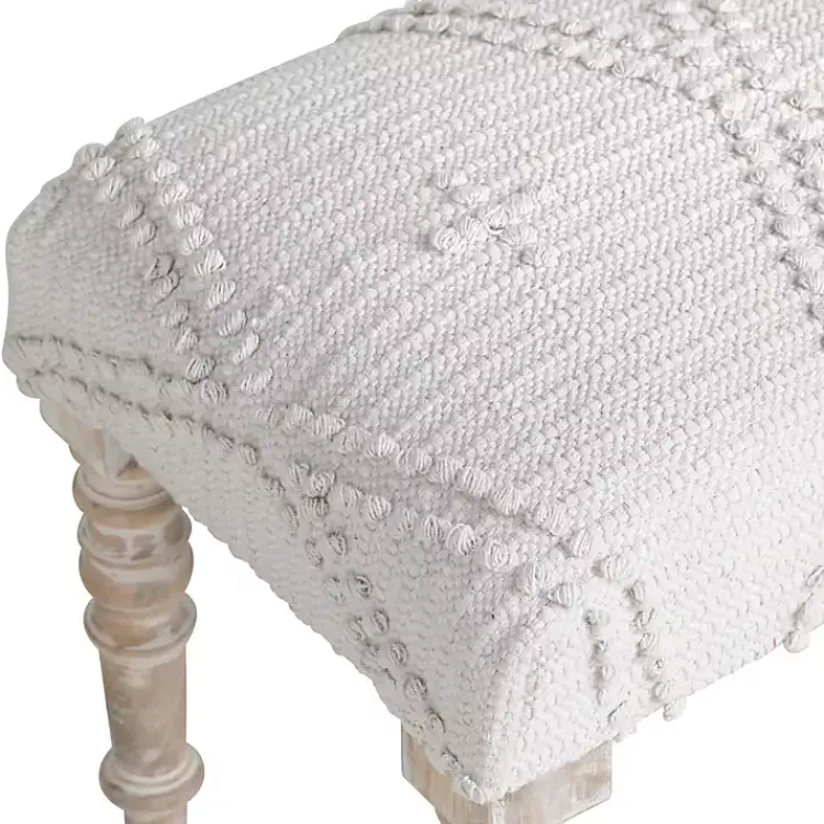 Benches & Ottomans-Kirklands Home Cream Upholstered Spindle Leg Bench Ivory