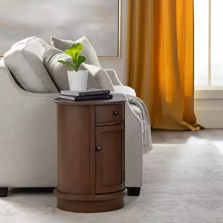 Accent & End Tables-Kirklands Home Round Beckly Accent Table Brown