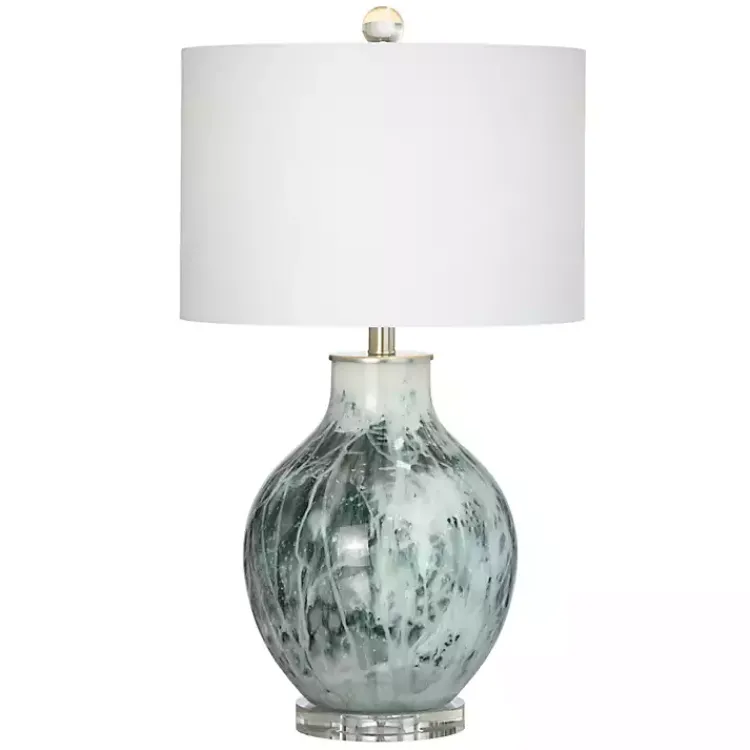 Table Lamps-Kirklands Home Azure Blue Ocean Table Lamp White