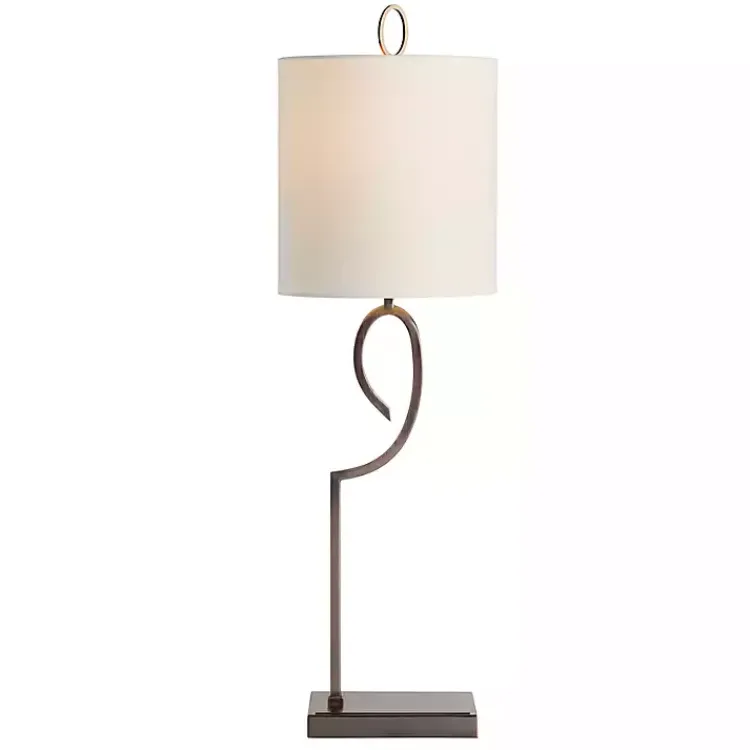 Table Lamps-Kirklands Home Bronze Abstract Curve Table Lamp White