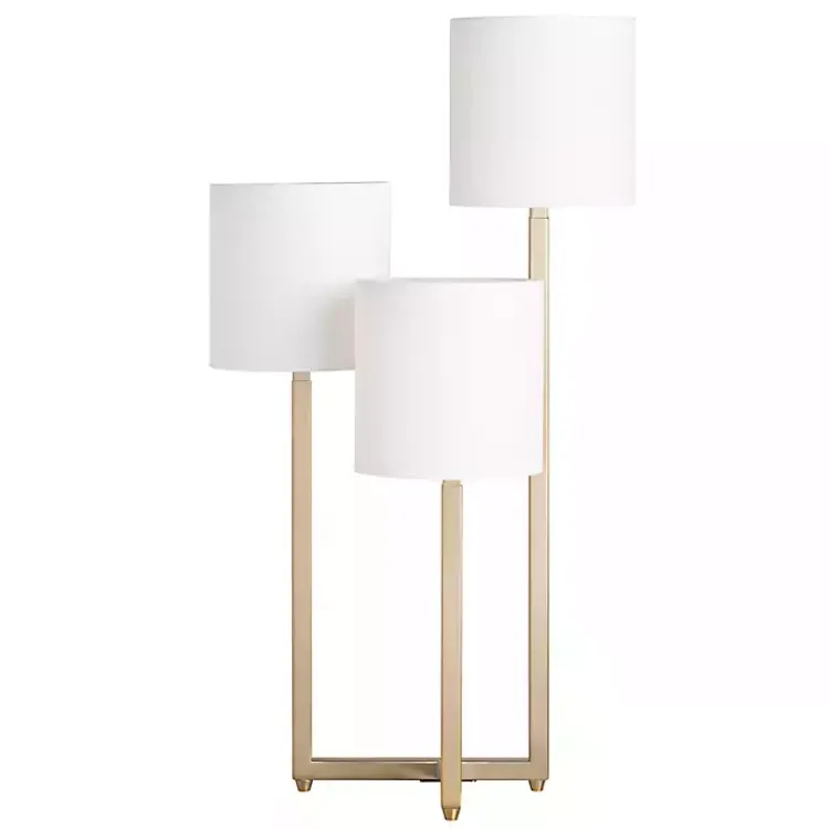 Table Lamps-Kirklands Home Gold Triple Light Table Lamp White
