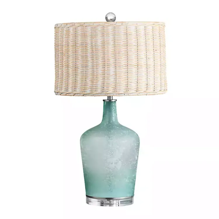 Table Lamps-Kirklands Home Blue Glass Coastal Table Lamp Tan
