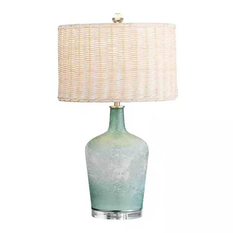Table Lamps-Kirklands Home Blue Glass Coastal Table Lamp Tan