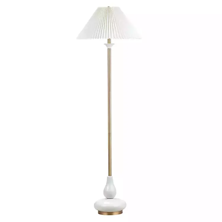 Floor Lamps-Kirklands Home Gold and Modern Floor Lamp White