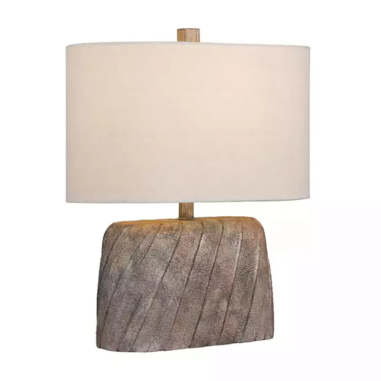 Table Lamps-Kirklands Home Brown Textured Oval Shade Table Lamp Ivory