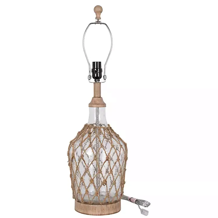 Table Lamps-Kirklands Home Clear Glass Coastal Netting Table Lamps, Set of 2 White