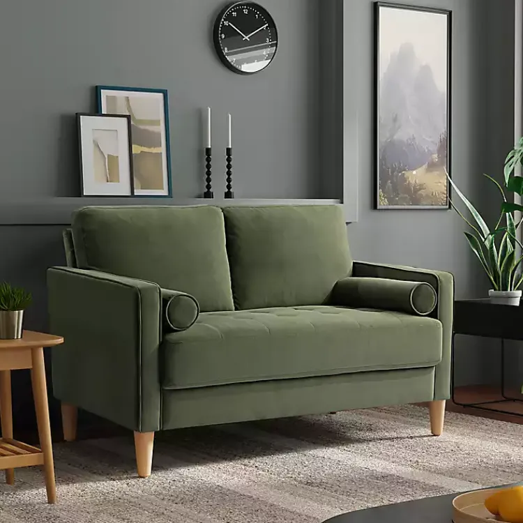 Sofas & Loveseats-Kirklands Home Olive Chelsea Modern Loveseat Green