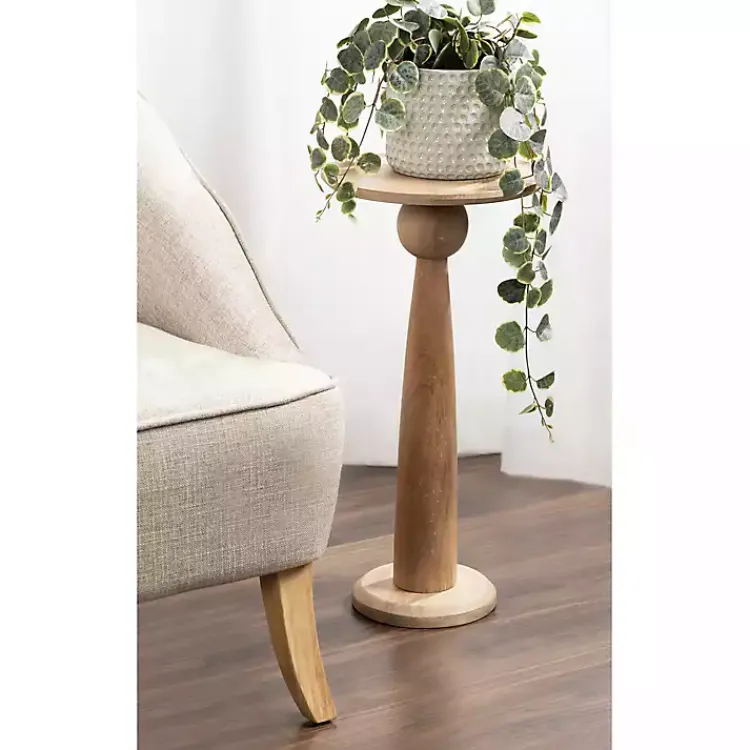 Accent & End Tables-Kirklands Home Round Natural Wood Jess Accent Table Tan