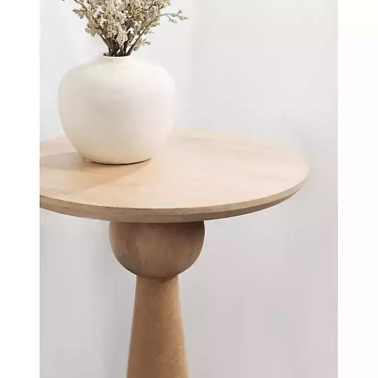 Accent & End Tables-Kirklands Home Round Natural Wood Jess Accent Table Tan