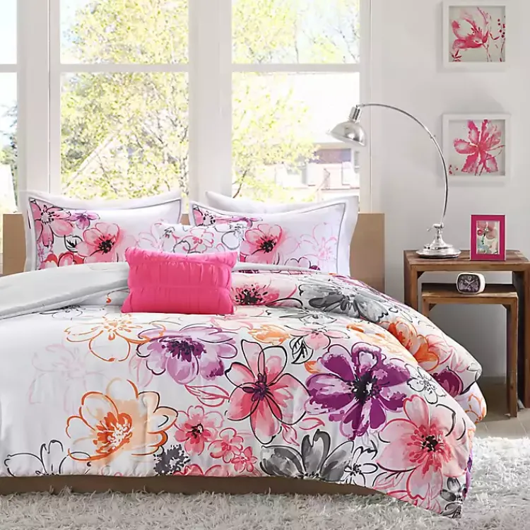 Comforters-Kirklands Home Ashley Floral Full/Queen 5-pc. Comforter Set