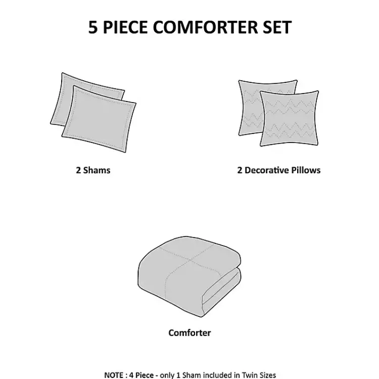 Comforters-Kirklands Home White Metallic 5-pc. Full/Queen Comforter Set