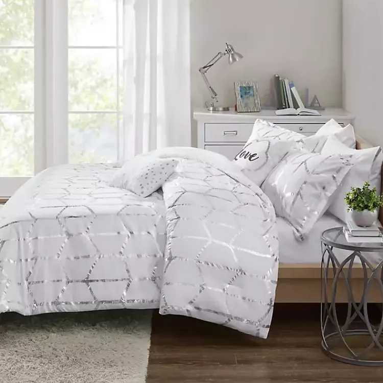 Comforters-Kirklands Home White Metallic 5-pc. California King Comforter Set