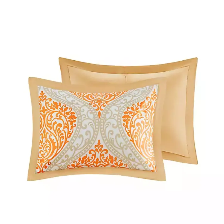 Comforters-Kirklands Home Orange Damask 5-pc. Full/Queen Comforter Set