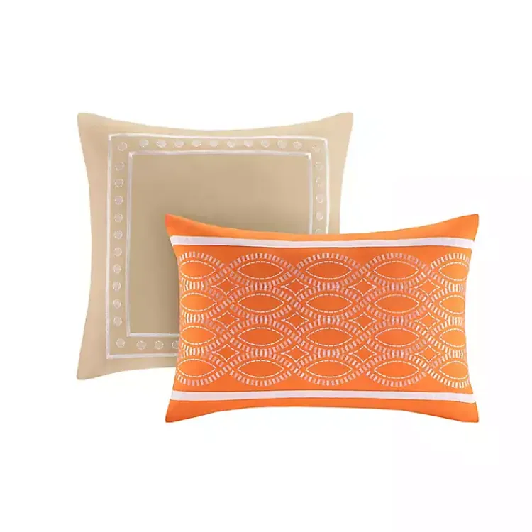 Comforters-Kirklands Home Orange Damask 5-pc. Full/Queen Comforter Set