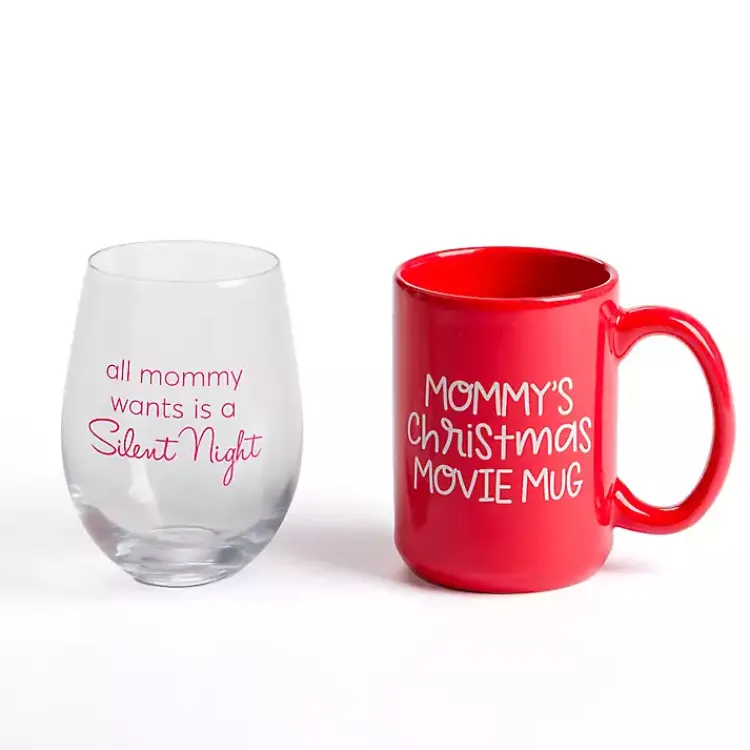 Glassware & Drinkware-Kirklands Home Silent Night 2-pc. Mug & Wine Glass Set