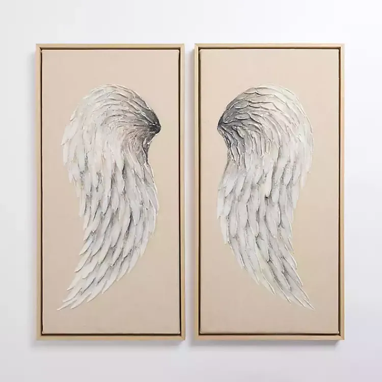 Canvas Art-Kirklands Home Angel Wings Framed Canvas Art Prints, Set of 2