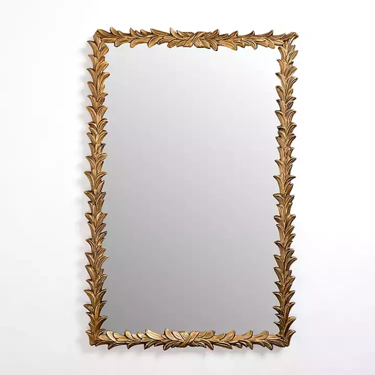 Decorative Mirrors-Kirklands Home Antique Bronze Leaf Frame Wall Mirror