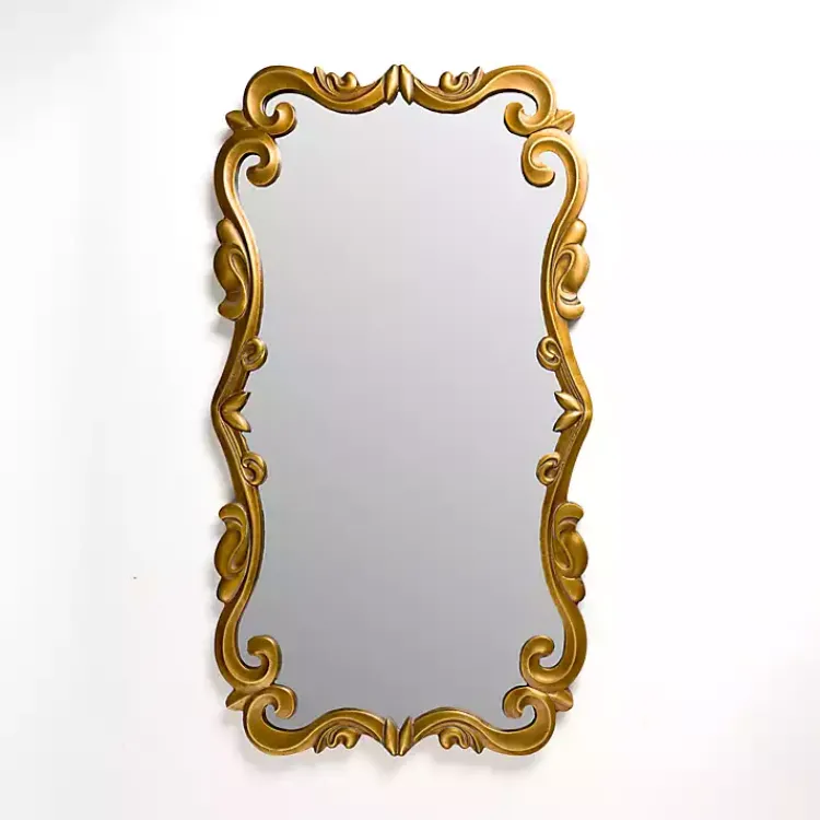 Decorative Mirrors-Kirklands Home Serena Antique Gold Carved Scroll Wall Mirror