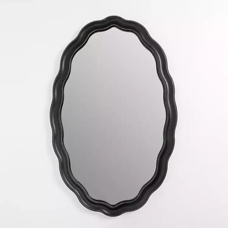 Decorative Mirrors-Kirklands Home Oval Catorina Black Wavy Wall Mirror