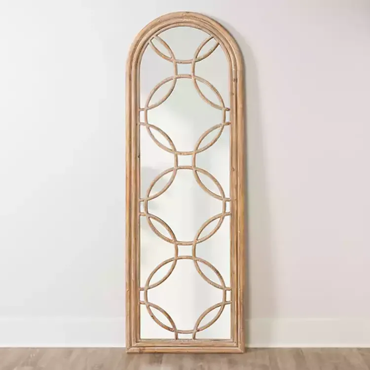 Full Length & Floor Mirrors-Kirklands Home Aurora Natural Overlay Leaner Mirror