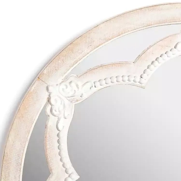 Decorative Mirrors-Kirklands Home White Carved Petal Wall Mirror