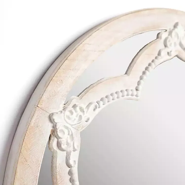 Decorative Mirrors-Kirklands Home White Carved Petal Wall Mirror