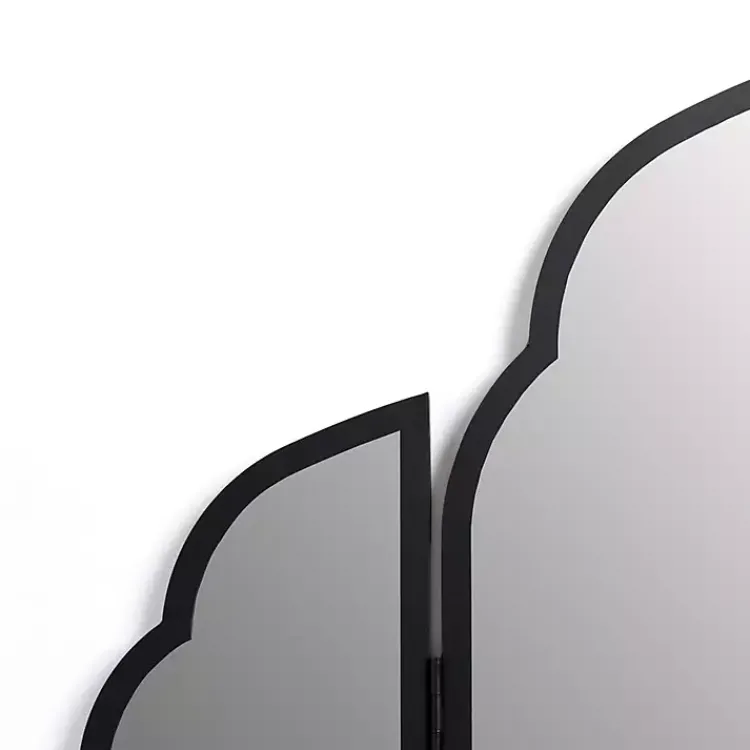 Decorative Mirrors-Kirklands Home Arched Trifold Wall Mirror Black