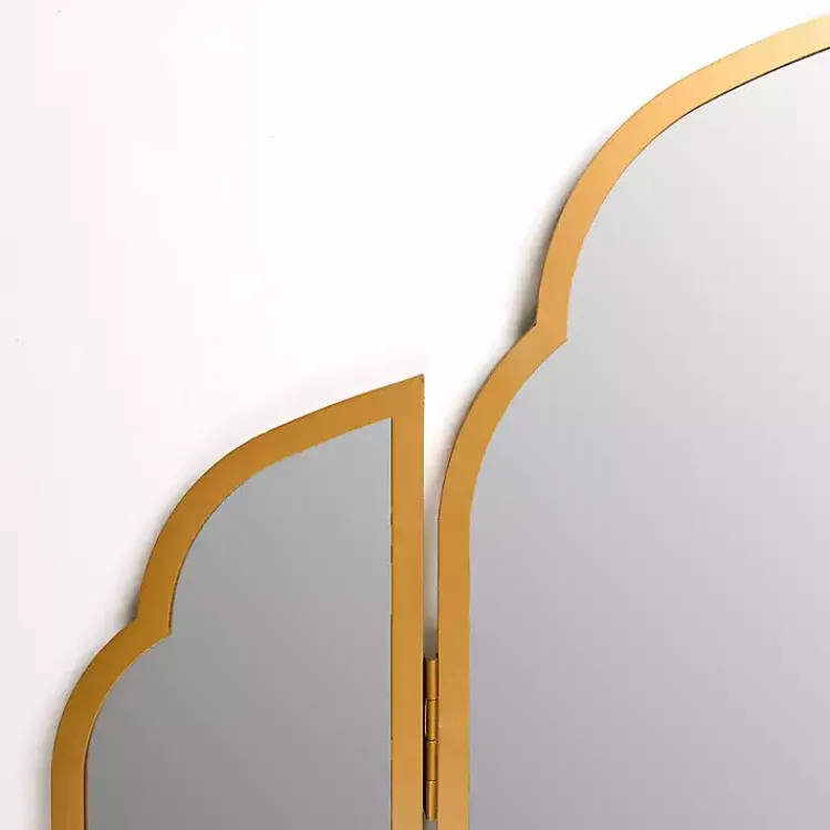 Decorative Mirrors-Kirklands Home Arched Trifold Wall Mirror Gold