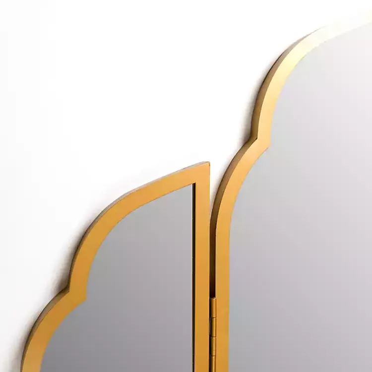 Decorative Mirrors-Kirklands Home Arched Trifold Wall Mirror Gold