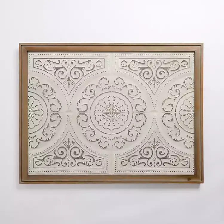 Wall Plaques-Kirklands Home Silver Medallion Metal and Wood Wall Plaque