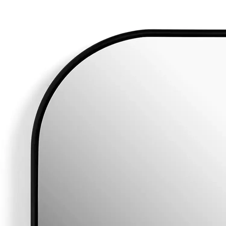 Framed Mirrors-Kirklands Home Black Nouveau Wide Arch Wall Mirror