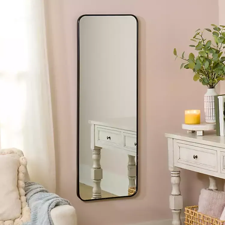 Framed Mirrors-Kirklands Home Black Nouveau Panel Wall Mirror