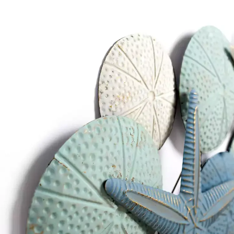 Wall Plaques-Kirklands Home Blue and White Seashells Metal Wall Plaque