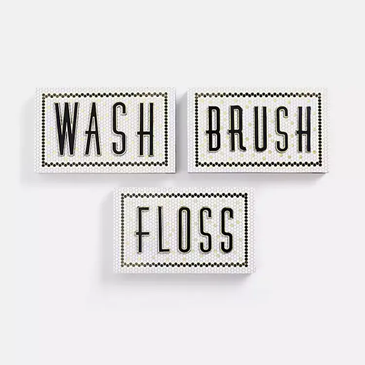 Wall Quotes & Signs-Kirklands Home Bathroom Subway Tile Wall Plaques, Set of 3