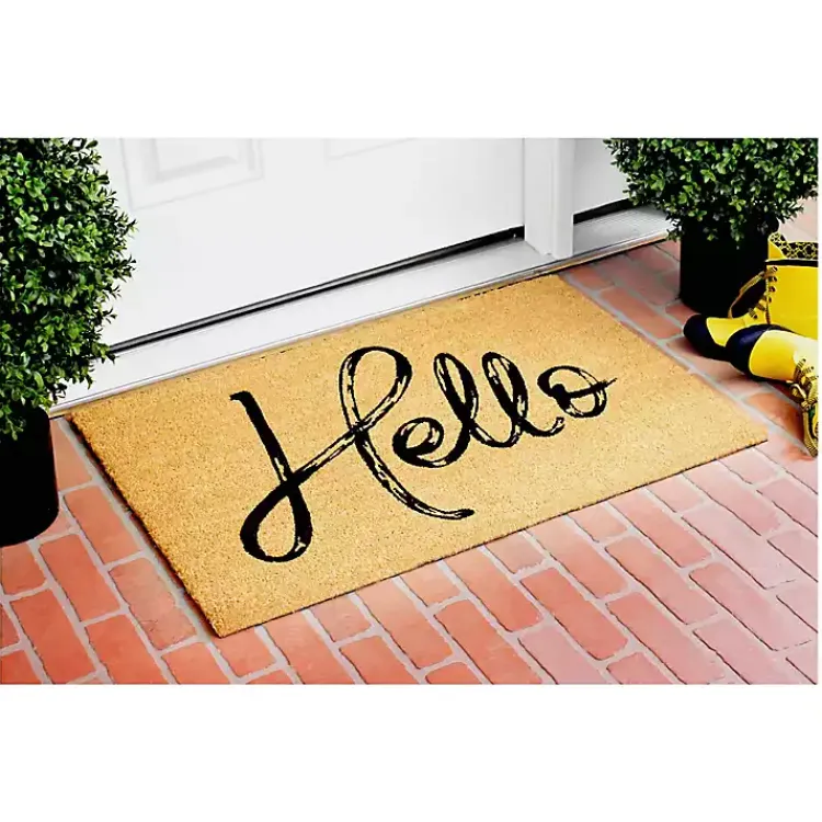 Doormats-Kirklands Home Hello Script Natural Doormat Brown
