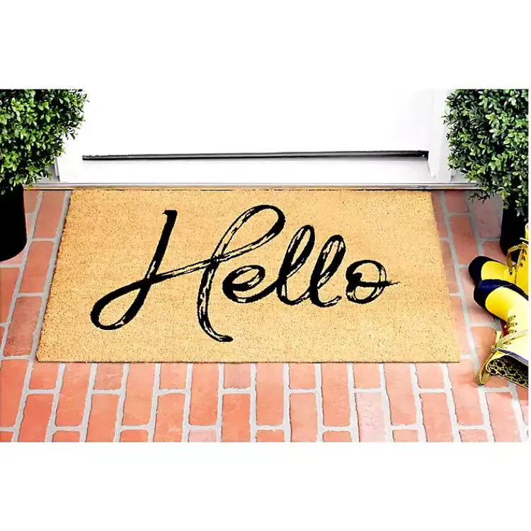 Doormats-Kirklands Home Hello Script Natural Doormat Brown