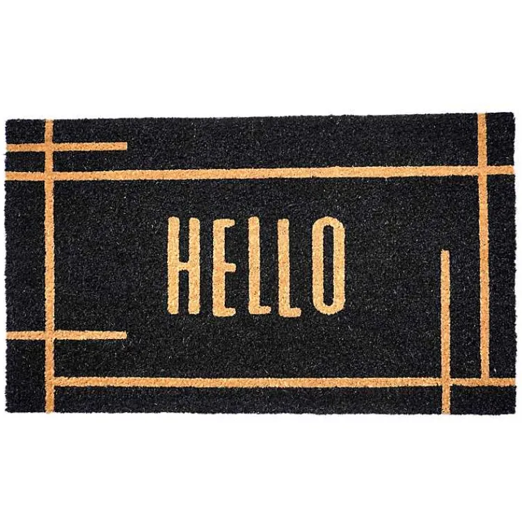 Doormats-Kirklands Home Hello Linear Doormat Black