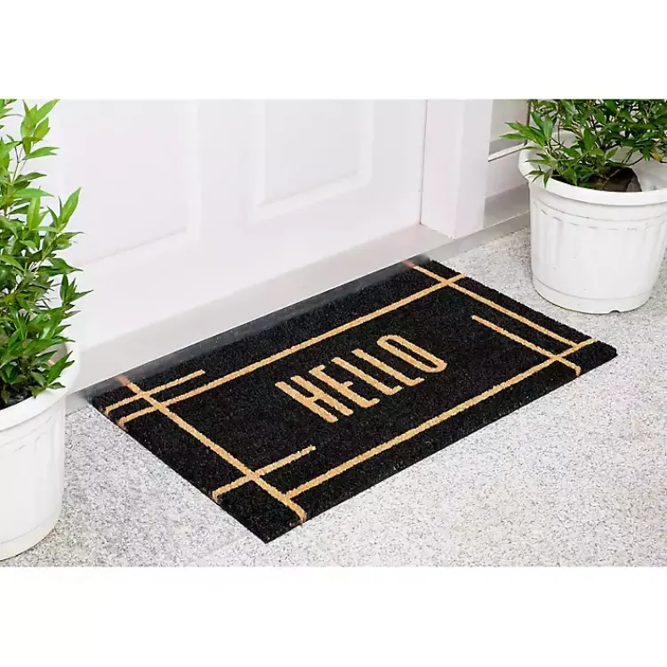 Doormats-Kirklands Home Hello Linear Doormat Black