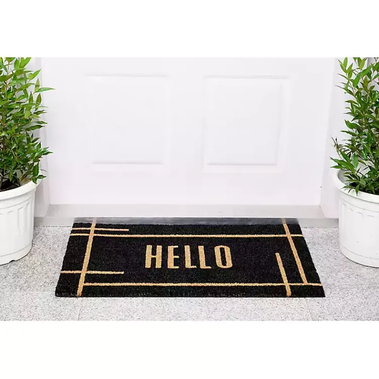 Doormats-Kirklands Home Hello Linear Doormat Black