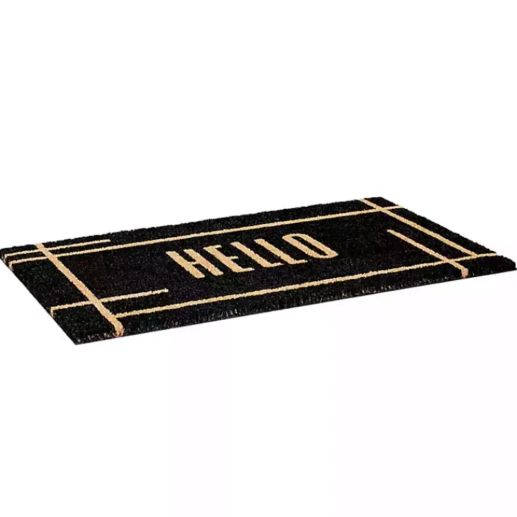 Doormats-Kirklands Home Hello Linear Doormat Black
