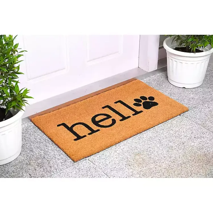 Doormats-Kirklands Home Hello Black Paw Print Doormat