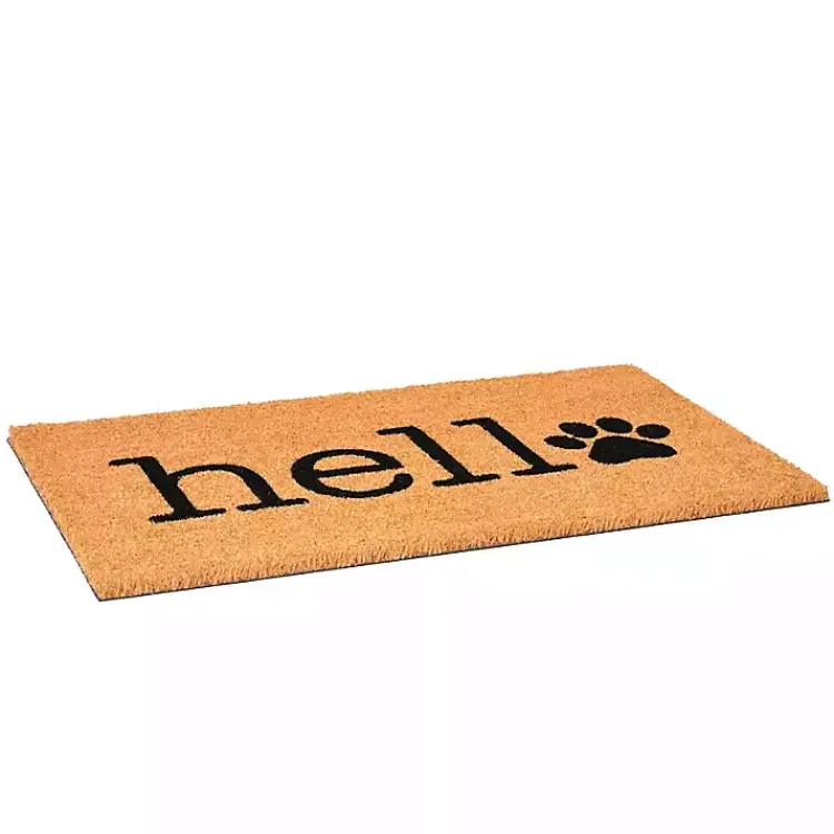 Doormats-Kirklands Home Hello Black Paw Print Doormat