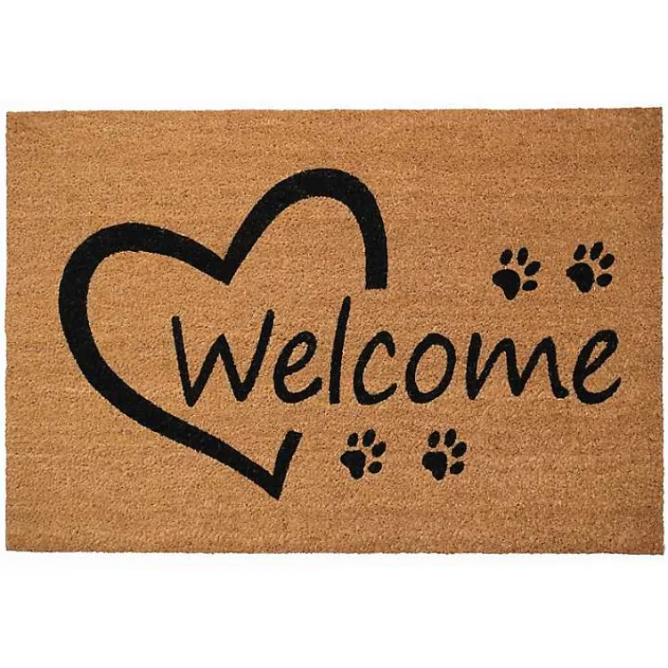 Doormats-Kirklands Home Open Heart Welcome Paws Doormat