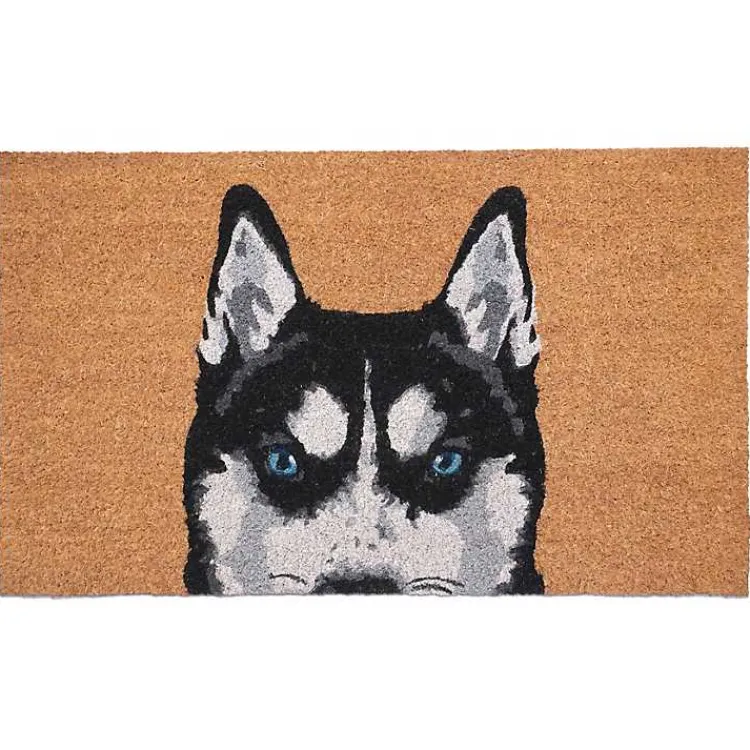 Doormats-Kirklands Home Black Siberian Husky Doormat