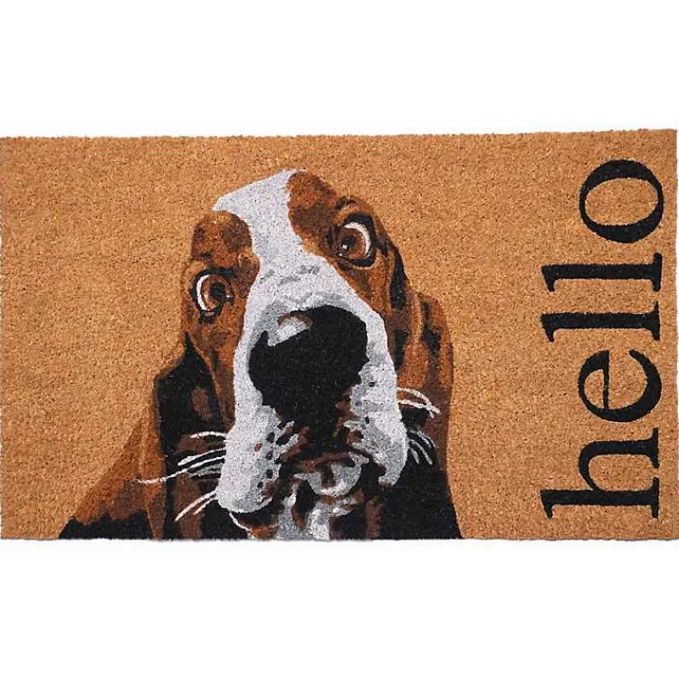 Doormats-Kirklands Home Basset Hound Hello Doormat Brown