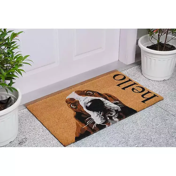 Doormats-Kirklands Home Basset Hound Hello Doormat Brown