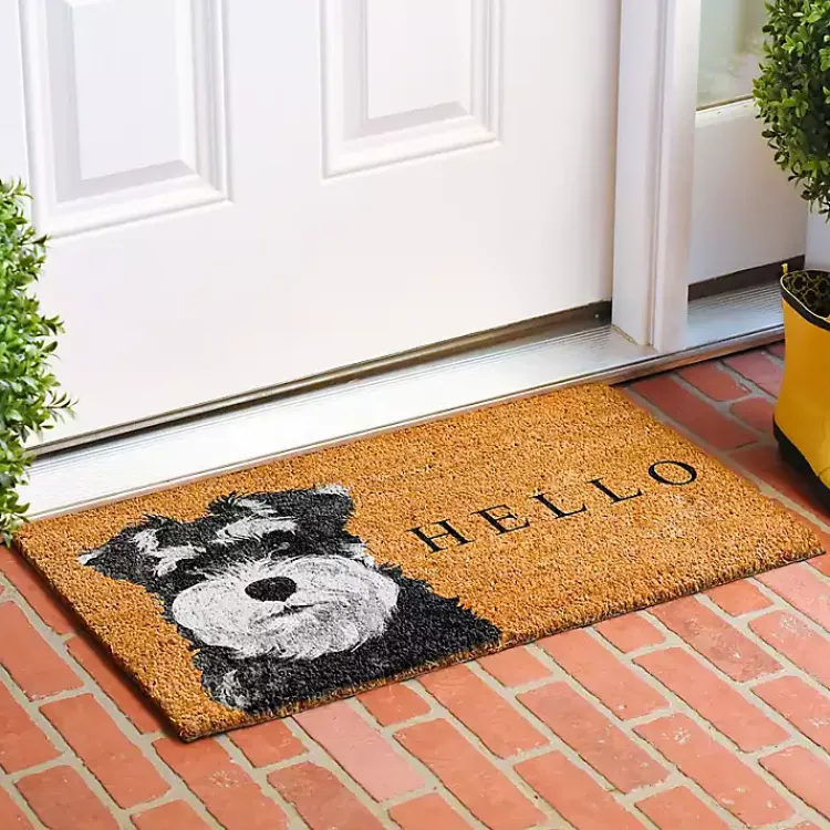 Doormats-Kirklands Home Black Schnauzer Hello Doormat