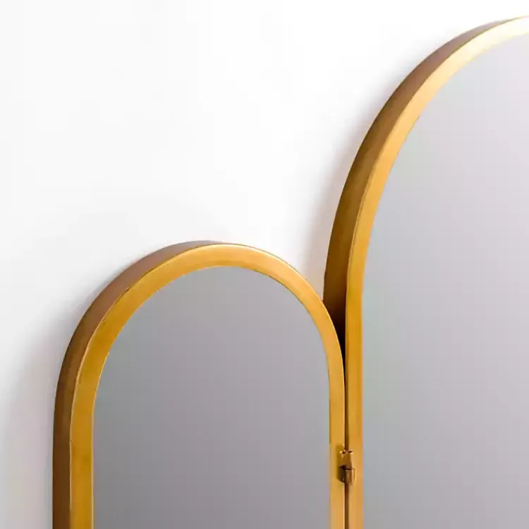 Decorative Mirrors-Kirklands Home Rounded Edge Trifold Wall Mirror Gold