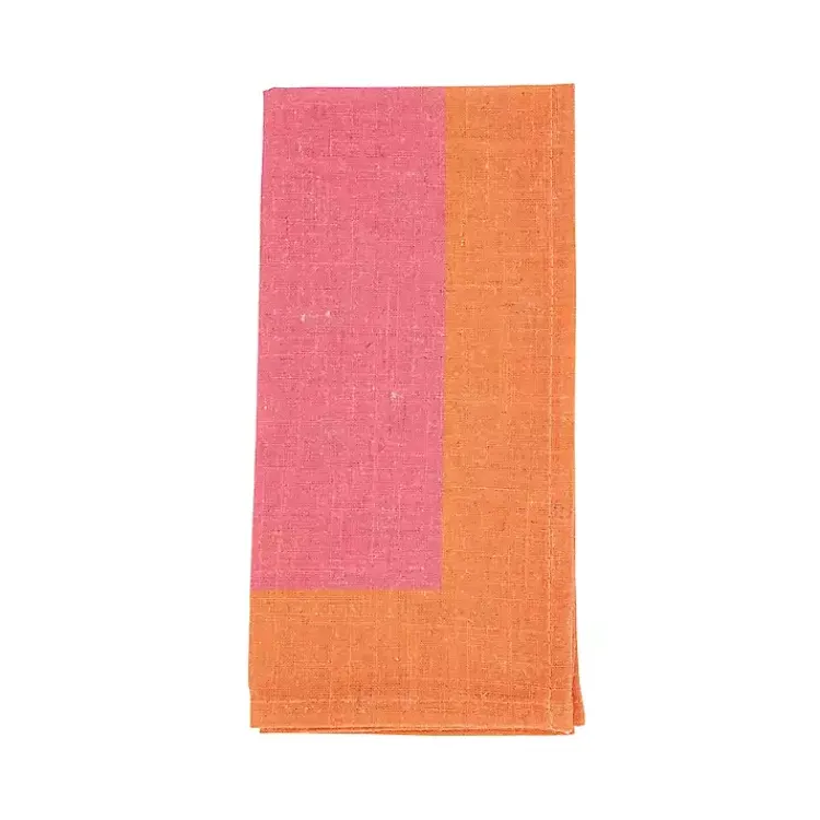 Table Linens-Kirklands Home Pink and Orange Colorblock Napkins, Set of 4