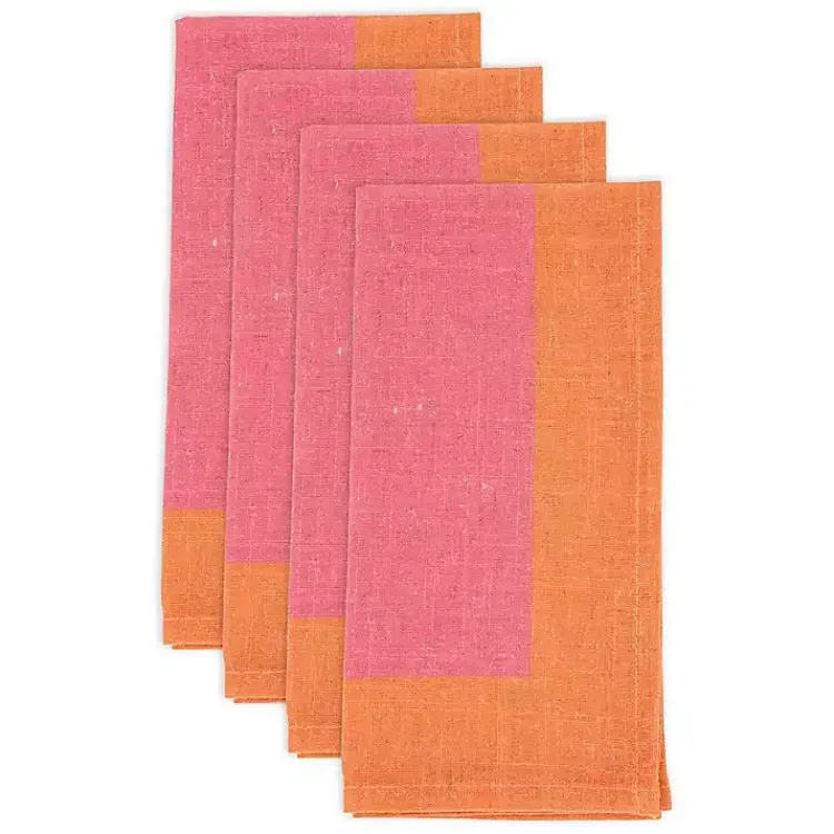 Table Linens-Kirklands Home Pink and Orange Colorblock Napkins, Set of 4